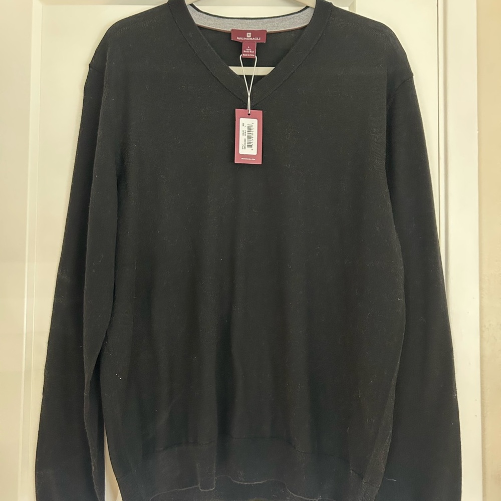 Men's Wool Black V-Neck Sweater